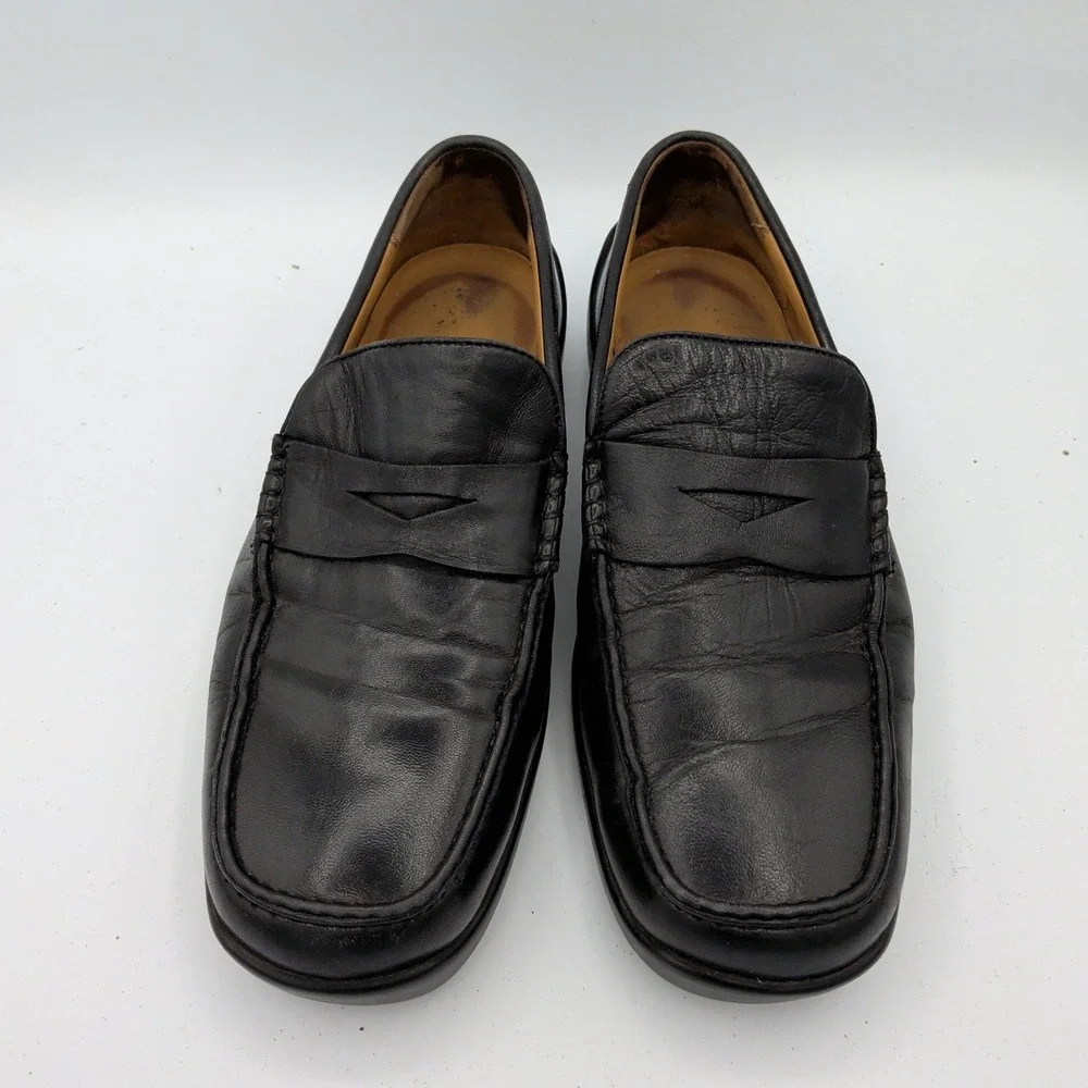 Bally Fisto Mens Black Leather Penny Loafers Size‎ 7.5 D Made in Italy Slip On